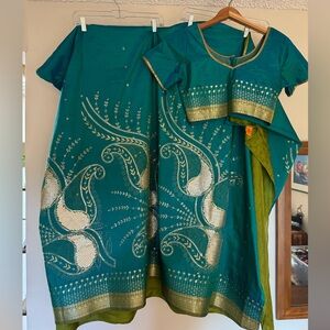 Silk and Sequence Indian Saree 2 Tone